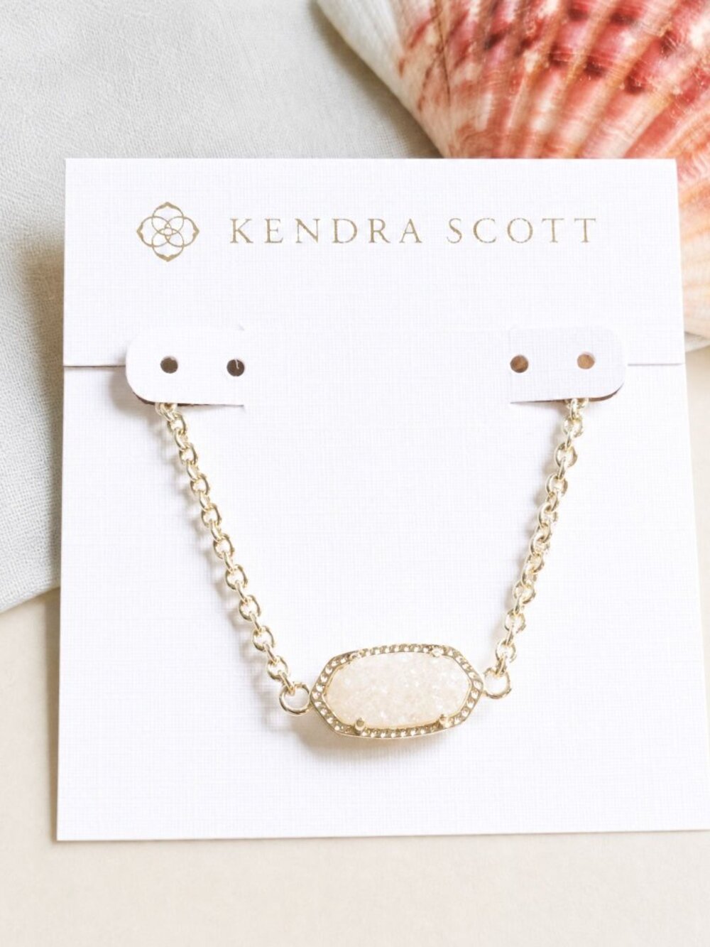 Kendra Scott Elaina Gold Iridescent Drusy Adjustable Chain Bracelet
